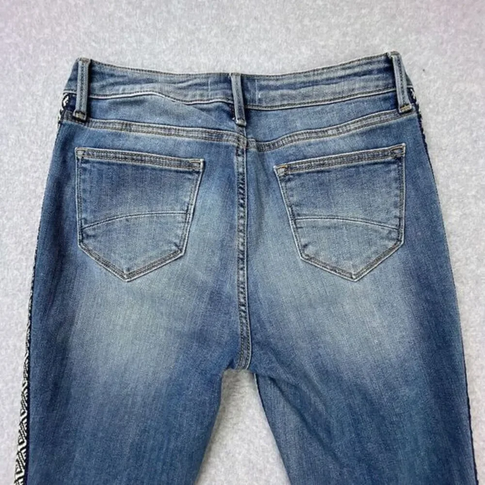 Driftwood Jackie High Rise Jeans Womens Sz 28 x 28 Geometric Stripe Embroidered - Picture 13 of 15